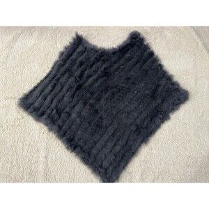 Rabbit Fur Shawl Cape Poncho Gray S/M By ii sisters